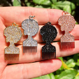 5 Pcs Queen Comb Zircon Charms for Jewelry Making