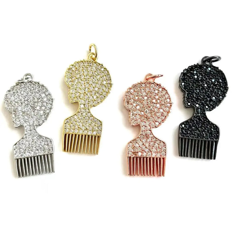 5 Pcs Queen Comb Zircon Charms for Jewelry Making