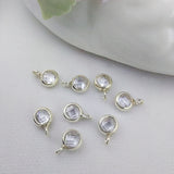 5 Pcs Zircon Pendant Frame, 925 Sterling Silver Charm