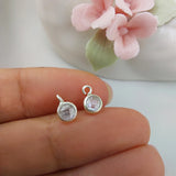 5 Pcs Zircon Pendant Frame, 925 Sterling Silver Charm