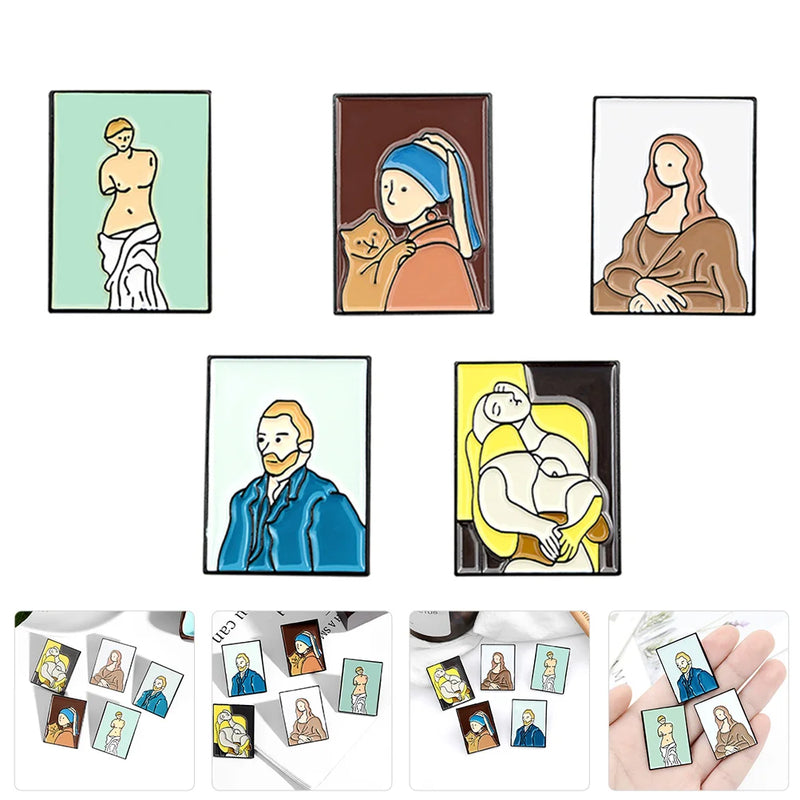 5 Pcs Enamel Portrait Brooches Women Jewelry Charms