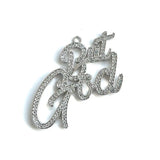 5 Pcs But God Metal Charms Cubic Zirconia Pave Letter Pendant Plated