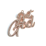5 Pcs But God Metal Charms Cubic Zirconia Pave Letter Pendant Plated