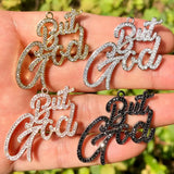 5 Pcs But God Metal Charms Cubic Zirconia Pave Letter Pendant Plated