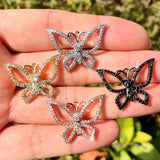 5 Butterfly CZ Paved Pendant Charms for Jewelry Making