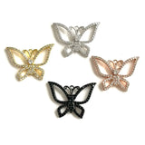 5 Butterfly CZ Paved Pendant Charms for Jewelry Making