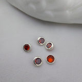 5 Pcs Colored Zircon Silver Pendant, Tiny Circle Charm, 4.5mm