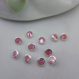 5 Pcs Colored Zircon Silver Pendant, Tiny Circle Charm, 4.5mm