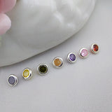 5 Pcs Colored Zircon Silver Pendant, Tiny Circle Charm, 4.5mm