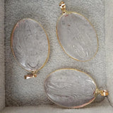 5 Pcs Crystal Quartz Pendant Religious Charm Oval Shape Plated Female Jewelry