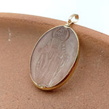 5 Pcs Crystal Quartz Pendant Religious Charm Oval Shape Plated Female Jewelry