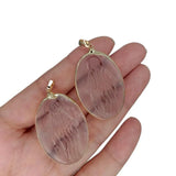 5 Pcs Crystal Quartz Pendant Religious Charm Oval Shape Plated Female Jewelry