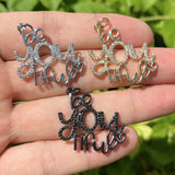 5 Pcs CZ Pave Bracelet Charms Beyoutiful Letter Pendant Bangle Handmade Jewelry