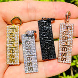 5 Pcs CZ Fearless Word Charms Pendants for Jewelry Making