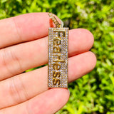 5 Pcs CZ Fearless Word Charms Pendants for Jewelry Making