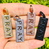 5 Pcs CZ Pave Pray Charms - Letter Pendant for Jewelry Making