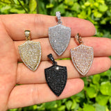 5 Pcs CZ Pave Shield Charms Pendant for Jewelry Making