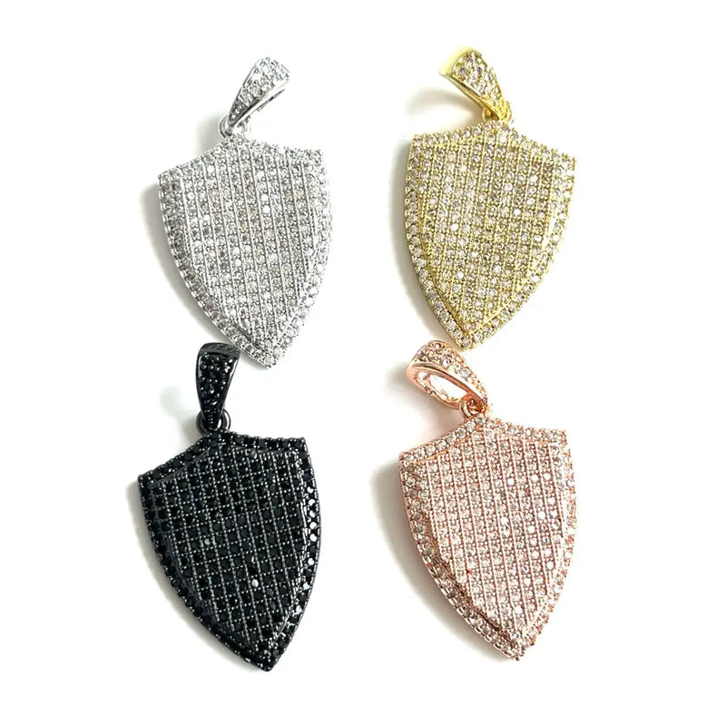 5 Pcs CZ Pave Shield Charms Pendant for Jewelry Making