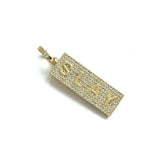 5 Pcs CZ Pave Slay Word Charms Plated Letter Pendant for Jewelry Making