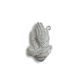 5 Pc CZ Paved Praying Hands Charm Pendant, Bracelet Necklace Jewelry Making