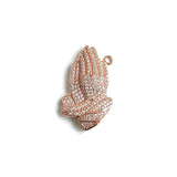 5 Pc CZ Paved Praying Hands Charm Pendant, Bracelet Necklace Jewelry Making