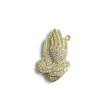 5 Pc CZ Paved Praying Hands Charm Pendant, Bracelet Necklace Jewelry Making