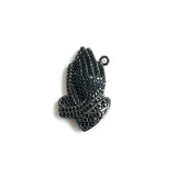 5 Pc CZ Paved Praying Hands Charm Pendant, Bracelet Necklace Jewelry Making