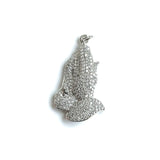 5Pcs CZ Paved Praying Hands Charms Pendant Religious Jewelry Making