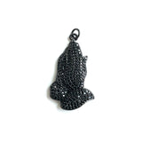 5Pcs CZ Paved Praying Hands Charms Pendant Religious Jewelry Making