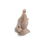 5Pcs CZ Paved Praying Hands Charms Pendant Religious Jewelry Making