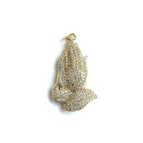 5Pcs CZ Paved Praying Hands Charms Pendant Religious Jewelry Making