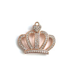 5 Pcs CZ Paved Queen Crown Charms Silver Plated Pendant
