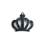 5 Pcs CZ Paved Queen Crown Charms Silver Plated Pendant