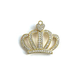 5 Pcs CZ Paved Queen Crown Charms Silver Plated Pendant