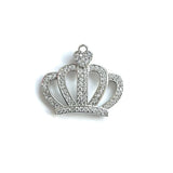 5 Pcs CZ Paved Queen Crown Charms Silver Plated Pendant