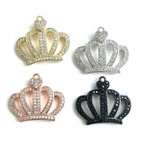 5 Pcs CZ Paved Queen Crown Charms Silver Plated Pendant