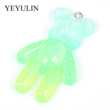 5 Pcs Resin Bear Pendant Bracelet Charm DIY Necklace Jewelry
