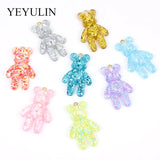 5 Pcs Resin Bear Pendant Bracelet Charm DIY Necklace Jewelry