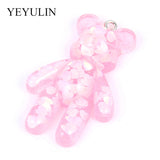 5 Pcs Resin Bear Pendant Bracelet Charm DIY Necklace Jewelry