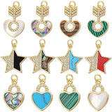 5 Pcs Shell Charm Pendant Mixcolor CZ Necklace DIY Jewelry Accessories