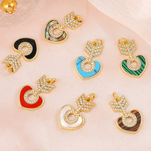 5 Pcs Shell Charm Pendant Mixcolor CZ Necklace DIY Jewelry Accessories