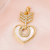 5 Pcs Shell Charm Pendant Mixcolor CZ Necklace DIY Jewelry Accessories