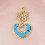 5 Pcs Shell Charm Pendant Mixcolor CZ Necklace DIY Jewelry Accessories