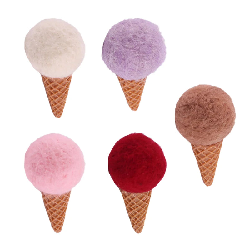 5 Pcs Flower Decoration Wool Felt Ice Cream DIY Supplies