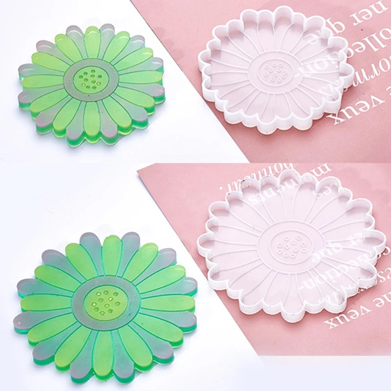 5 Pcs Daisy Tray Coaster Resin Mold DIY Jewelry Crafts Home Decoration