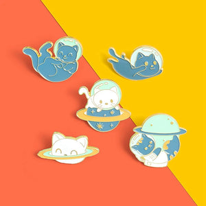 5 Pcs Space Cat Astronaut Enamel Pins Set