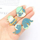 5 Pcs Space Cat Astronaut Enamel Pins Set