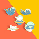 Space Cat Enamel Pins Set Astronaut Lapel Pin Brooches