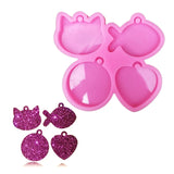 5 Pcs Fish Cat Round Pet Tag Pendant Epoxy Resin Mold Silicone Mould DIY Crafts