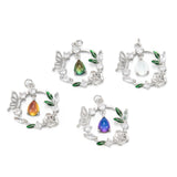 5 Pcs Flower CZ Glass Pendants for DIY Jewelry Making